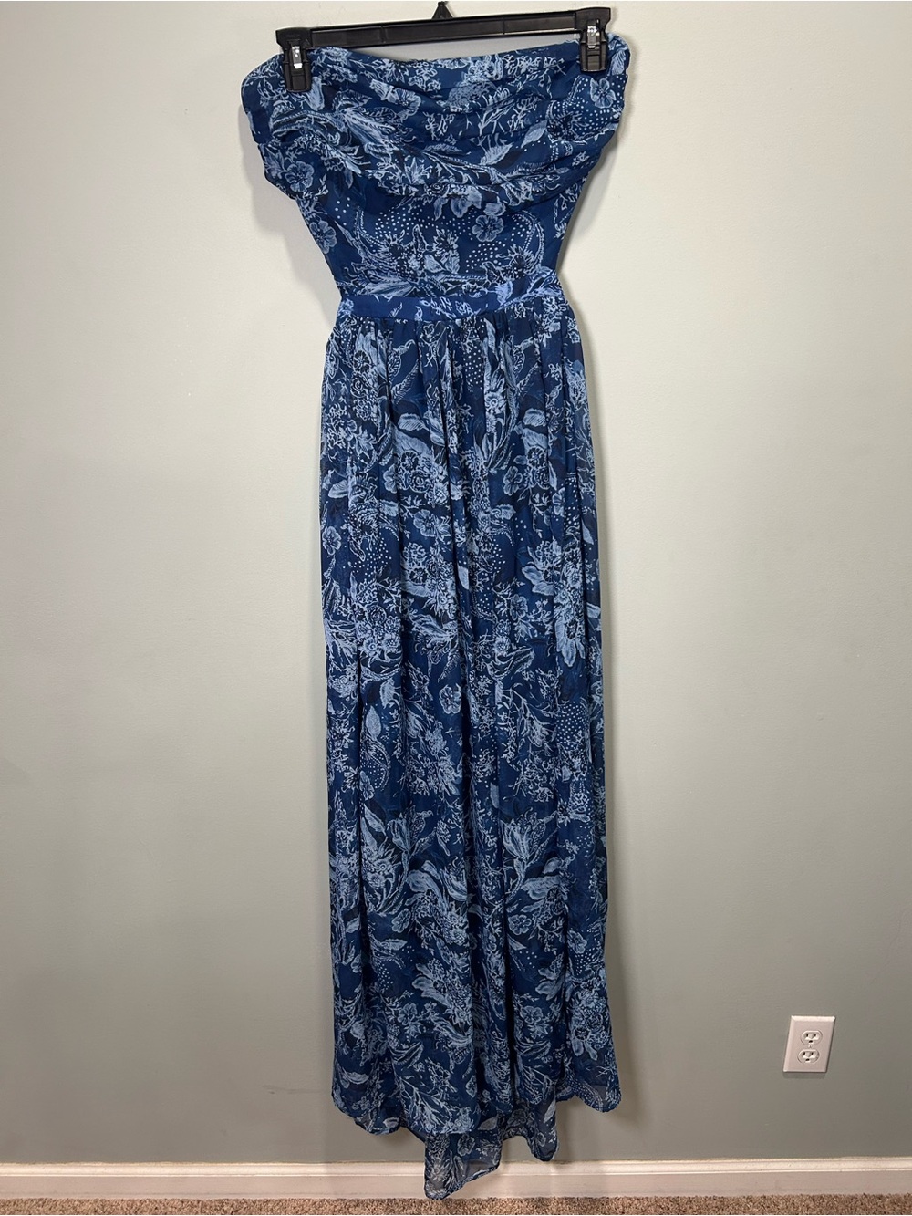 Fashion Nova Women’s Claire Chiffon Maxi Dress Strapless Cutout Back XL